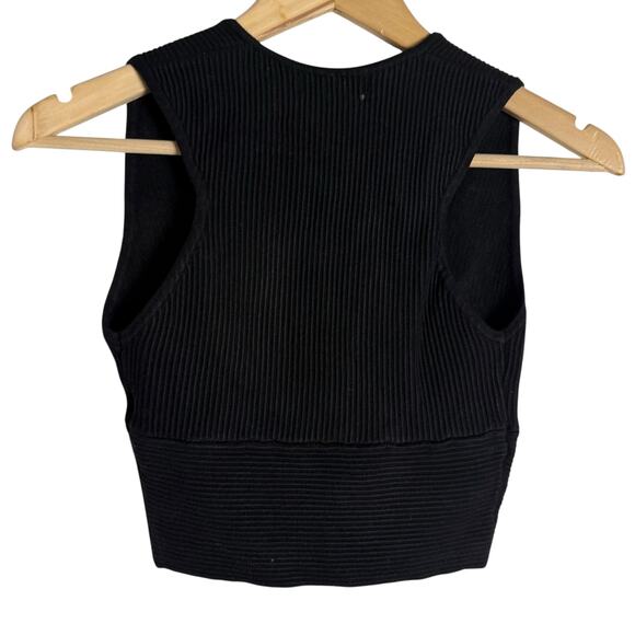 House of Harlow 1960 Revolve Black Ribbed Knit Deep V-Neck Cropped Tank Top XS - Picture 6 of 6